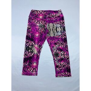 Lululemon Wunder Under Crop Leggings Purple Pink Snakeskin Animal Print Size 8